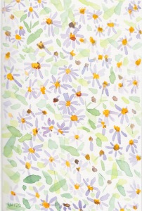 アスター。いっぱい咲いているのを見て、思わず描きたくなりました。これが咲くと秋の気分になります。